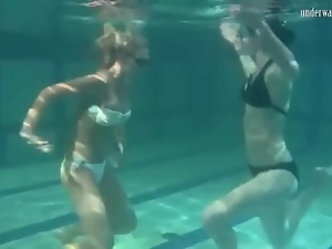 Bikinis are beautiful on babes in pool