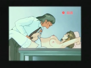 Doctor fingers her bound cunt and fucks hentai girl