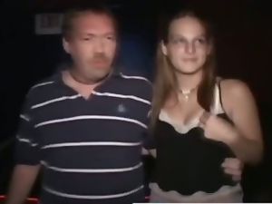 Amateur public slut stripped and groped in public