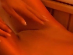 sapphic teen lovers fingering in sauna