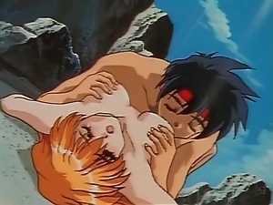 Hentai beach sex with his big titty girlfriend