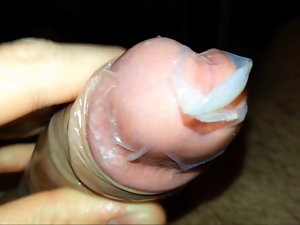 Cum in Condom close-up!