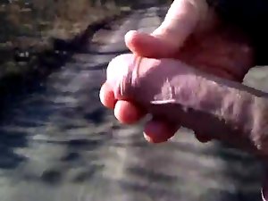 Wanking and cumming outdoor