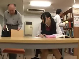 Sensual Experienced Chap and Jap Schoolgirl In A Library