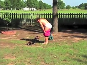 Experienced Wench Strips outdoors