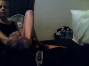 Home video blow, hand and footjob by gorgeous blond