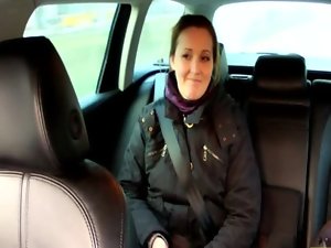 Light-haired euro young woman blows cab driver for a free ride