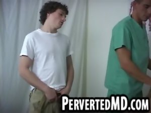 This sensual hunk patient is licked off by the attractive stud doctor