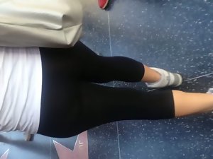 Sexual butt Latina in see thru ebony leggings