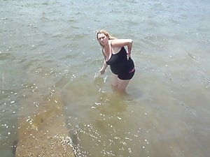 me playing in the river