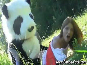 Amateur plush panda artificial cum