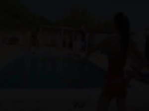 Six nude sizzling teens by the pool from Russia
