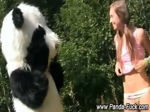 Fetish sizzling teen gets off with toy panda