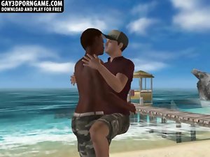 A sensual mutual masturbation episode with two hunks on the beach