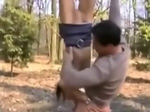An acrobatic outdoor dick sucking Part 2 - WITH SOUND