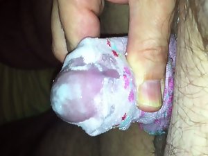 Another jerk-off in a girlie sock