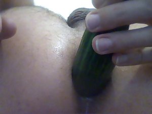 Whole cucumber in my butt