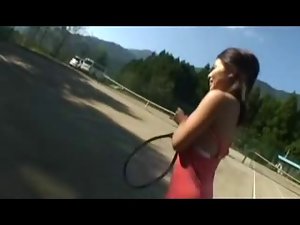 Aya turns her tennis session into something different