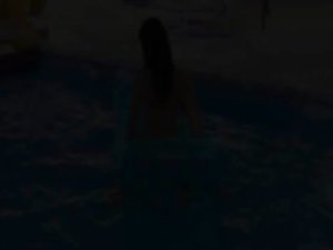 Dark haired serbian princess swimming