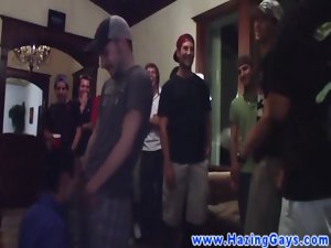 Amatuer barely legal teens at initiation give bj to get in to frat house