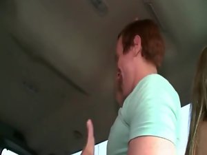 Sensual gay blowing straight hard prick in the fellows bus