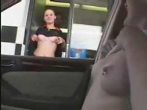 Employee of the month showing her titties at work