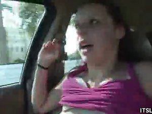 Sizzling teen Fingering Inside The Car