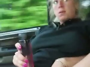 Doll masturbating on the road for truckers!