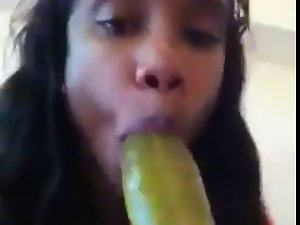 Cutie Puts A Pickle In Her Mouth