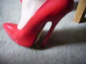 Red 7inch Ankle Strap heels