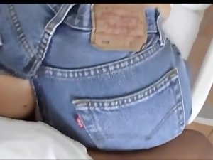 Blond German chick_ Rip her jeans-fuck her-cum on her butt