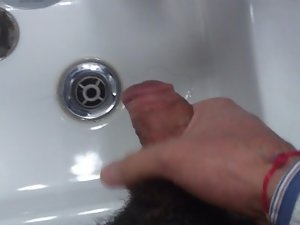 mirror maturbating and cum in sink in the wench toilet of my university