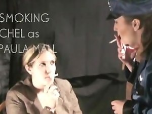 Blondie smoking in car with police