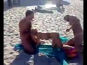 Seductive russian Perfect Public Triplet Fuck on the Beatch