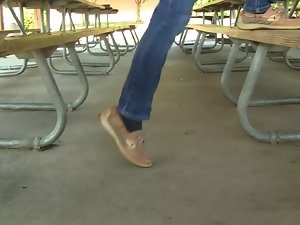 Jessi in boots, Sperrys, ballet flats messing around dancing